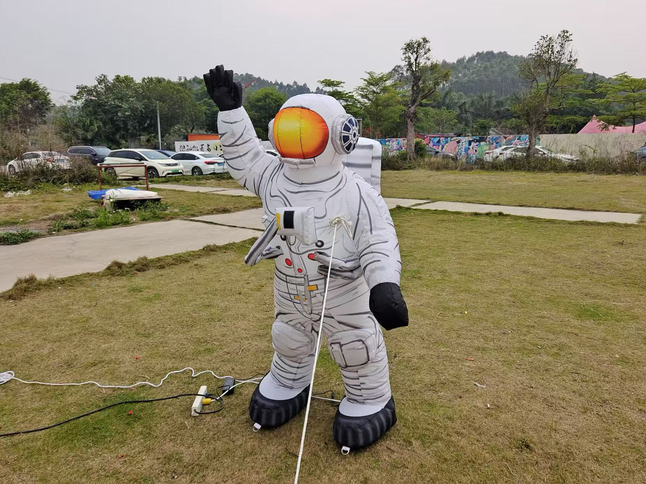 Amusement park outdoor activities inflatable astronaut