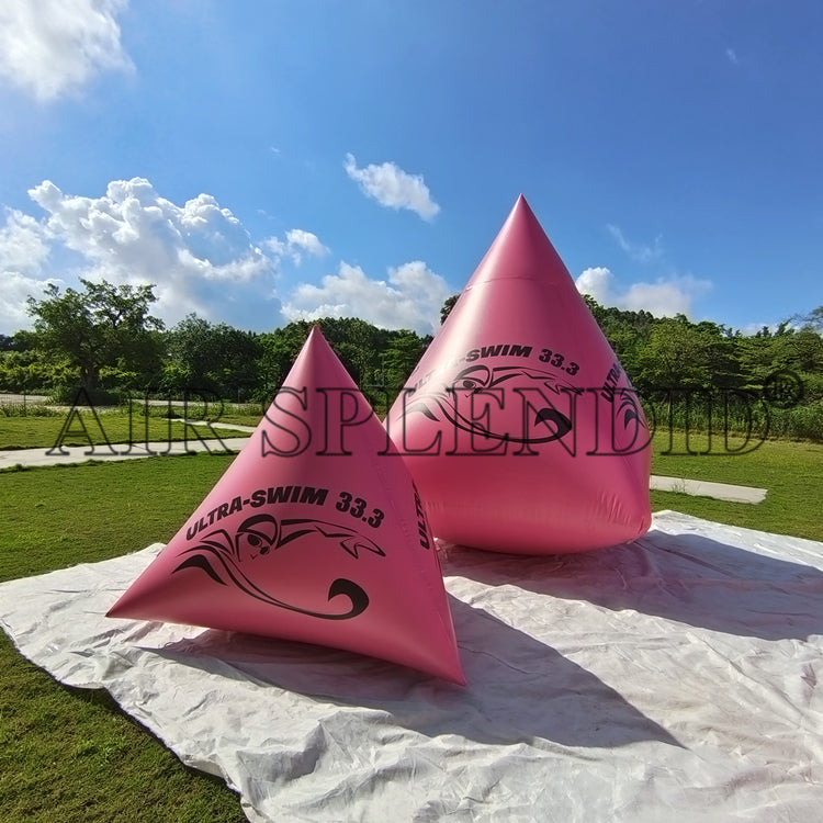 Custom Pyramid Inflatable Racing Marker Buoys Pink Colour Open Water Ultra Swim