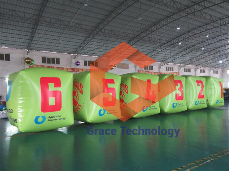 Giant Cubical Inflatable Water Signage Buoys With Numbers