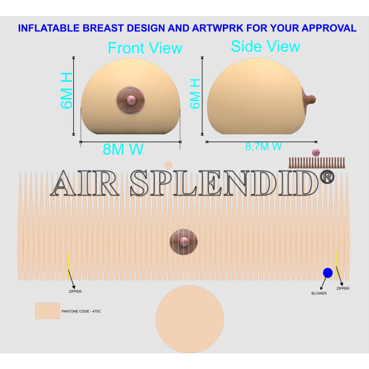 Custom Giant Inflatable Boobs Replicas For Charity Events