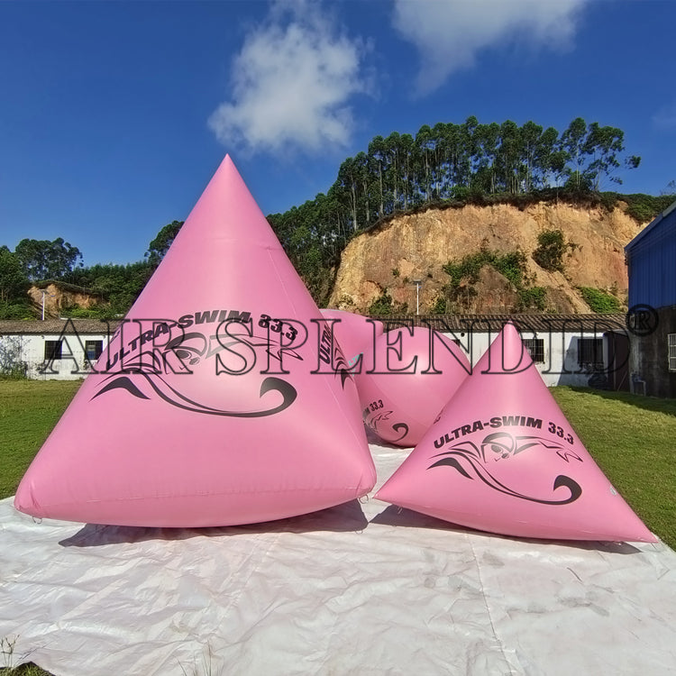 Custom Pyramid Inflatable Racing Marker Buoys Pink Colour Open Water U ...