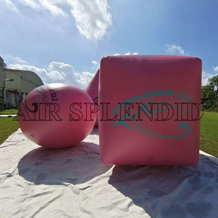 Custom Cubical Inflatable Racing Marker Buoys Pink Colour Open Water Ultra Swim