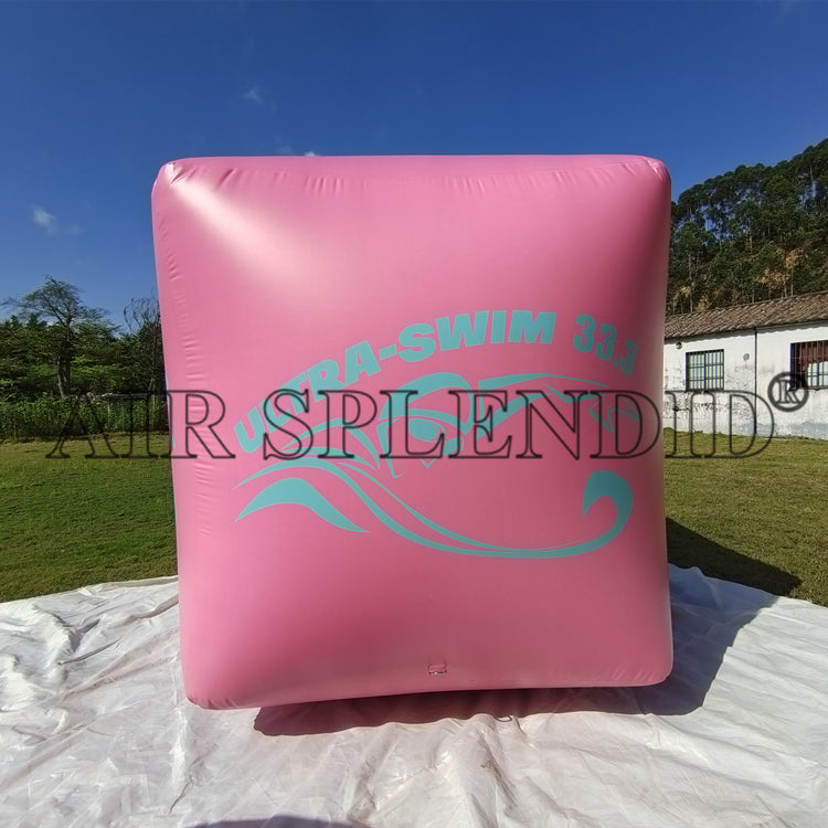 Custom Cubical Inflatable Racing Marker Buoys Pink Colour Open Water Ultra Swim