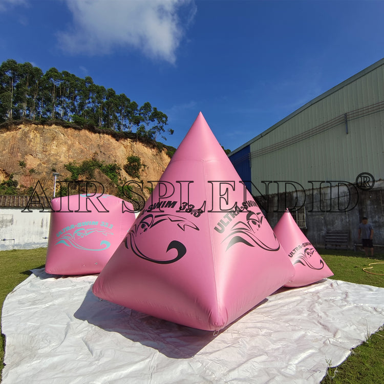 Custom Pyramid Inflatable Racing Marker Buoys Pink Colour Open Water Ultra Swim