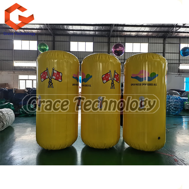 Open Water Swimming Cylindrical Inflatable Racing Marker Buoys